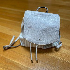 Kate Spade Cream and Beige Striped Backpack